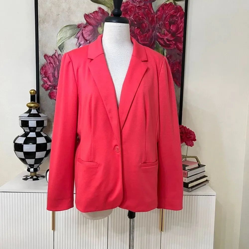 212 Collection Women's Single-Breasted One-Button Blazer Jacket Red Size 16